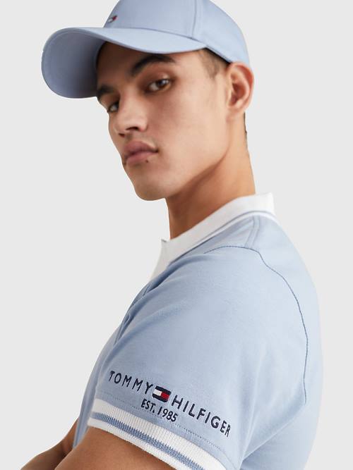 Tommy Hilfiger Tipped Slim Fit Jersey Moški Polo Majica Modra | TH928XQW