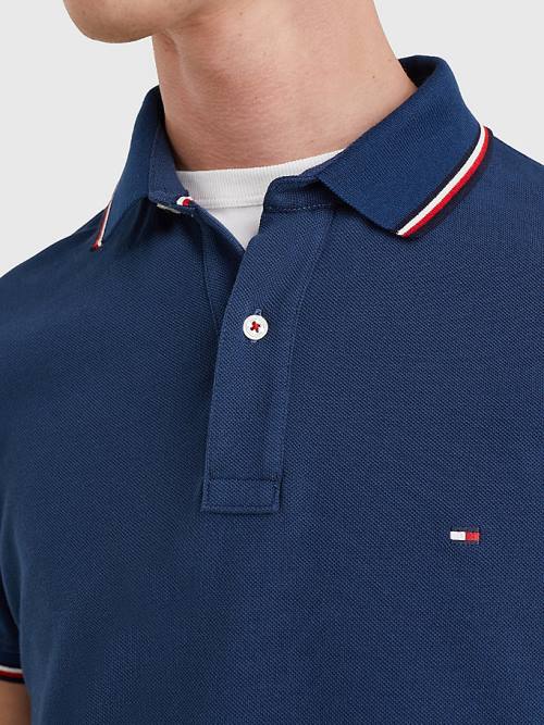 Tommy Hilfiger Tipped Slim Fit Moški Polo Majica Modra | TH497CPR