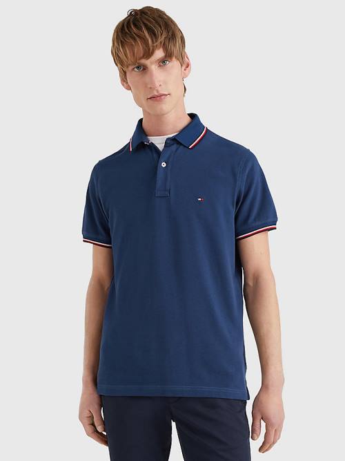 Tommy Hilfiger Tipped Slim Fit Moški Polo Majica Modra | TH497CPR