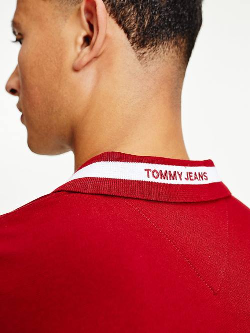 Tommy Hilfiger Tipped Stretch Slim Fit Moški Polo Majica Rdeča | TH752REL