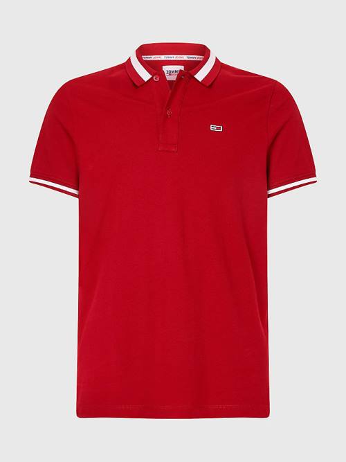 Tommy Hilfiger Tipped Stretch Slim Fit Moški Polo Majica Rdeča | TH752REL