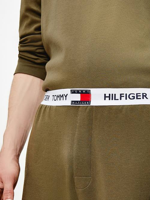 Tommy Hilfiger Tommy 85 Logo Waistband Stretch Joggers Moški Pižama Kaki | TH468SPA