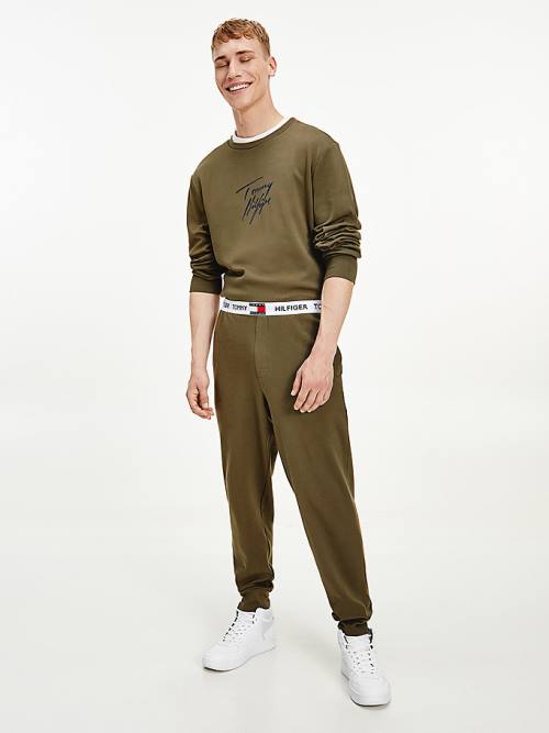 Tommy Hilfiger Tommy 85 Logo Waistband Stretch Joggers Moški Pižama Kaki | TH468SPA