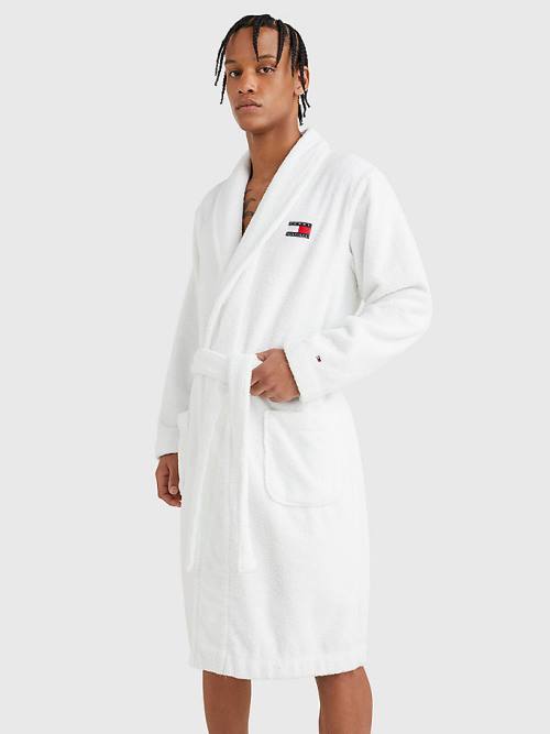 Tommy Hilfiger Tommy 85 Signature Logo Towelling Robe Moški Pižama Bela | TH893GDO