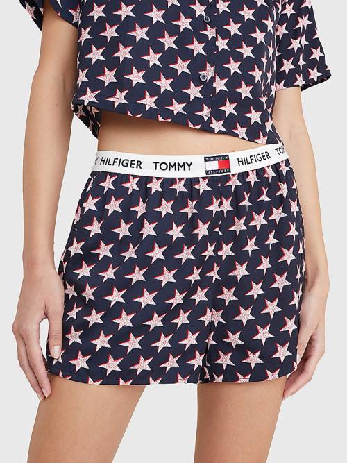 Tommy Hilfiger Tommy 85 Star Print Logo Waistband Shorts Ženske Pižama Bež | TH351DUG