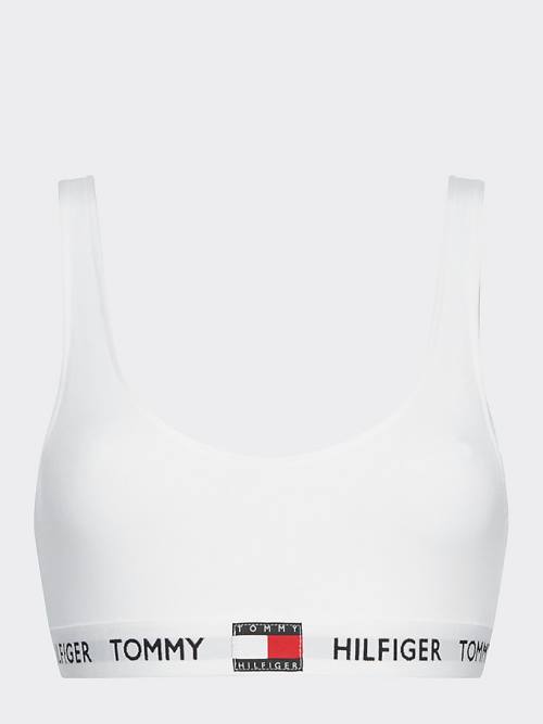 Tommy Hilfiger Tommy 85 Stretch Cotton Logo Bralette Ženske Spodnje Perilo Bela | TH210IBC