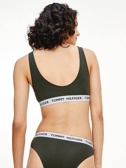 Tommy Hilfiger Tommy 85 Stretch Cotton Logo Bralette Ženske Spodnje Perilo Kaki | TH346QOX