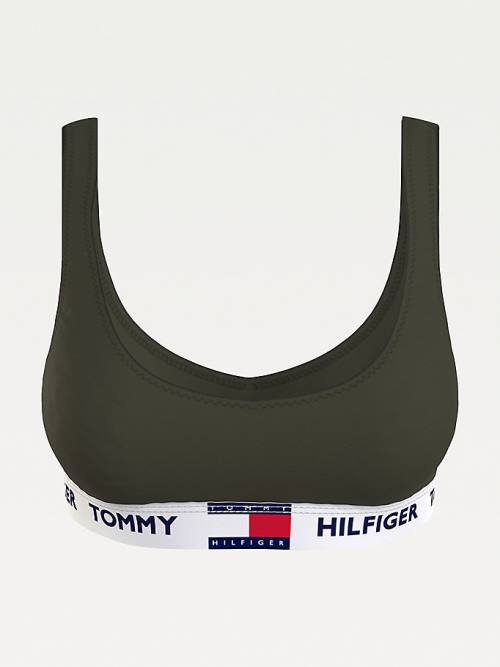 Tommy Hilfiger Tommy 85 Stretch Cotton Logo Bralette Ženske Spodnje Perilo Kaki | TH346QOX