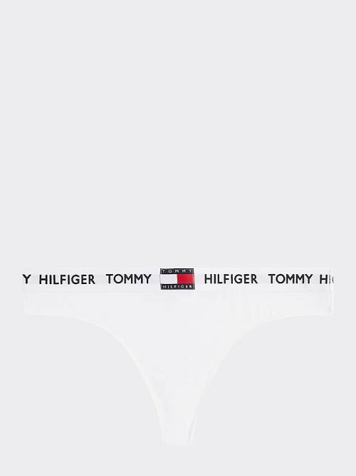 Tommy Hilfiger Tommy 85 Stretch Cotton Logo Thong Ženske Spodnje Perilo Bela | TH432HOZ