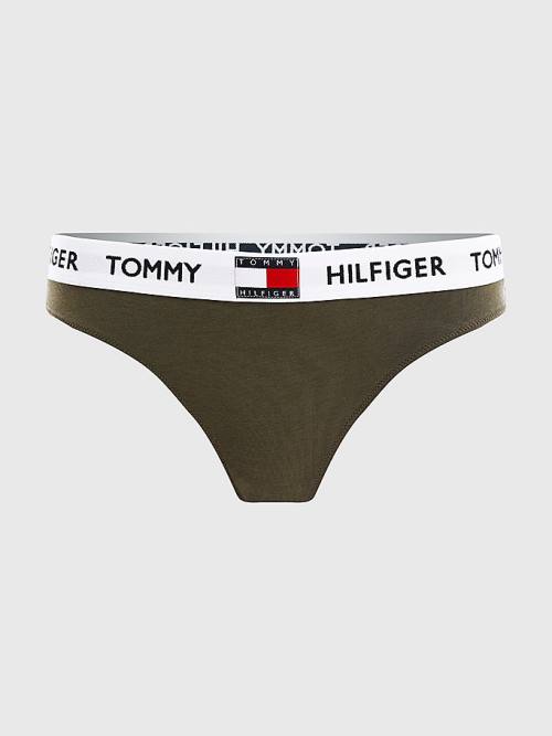 Tommy Hilfiger Tommy 85 Stretch Cotton Logo Thong Ženske Spodnje Perilo Kaki | TH437UCK