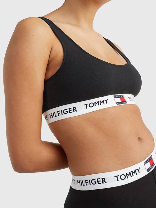 Tommy Hilfiger Tommy 85 Stretch Cotton Logo Bralette Ženske Spodnje Perilo Črna | TH649AXE