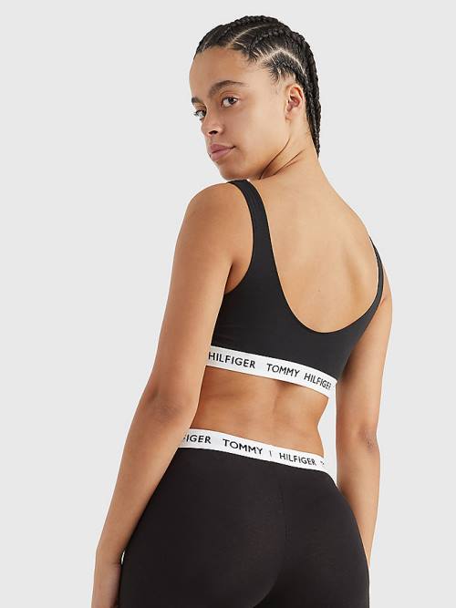 Tommy Hilfiger Tommy 85 Stretch Cotton Logo Bralette Ženske Spodnje Perilo Črna | TH649AXE