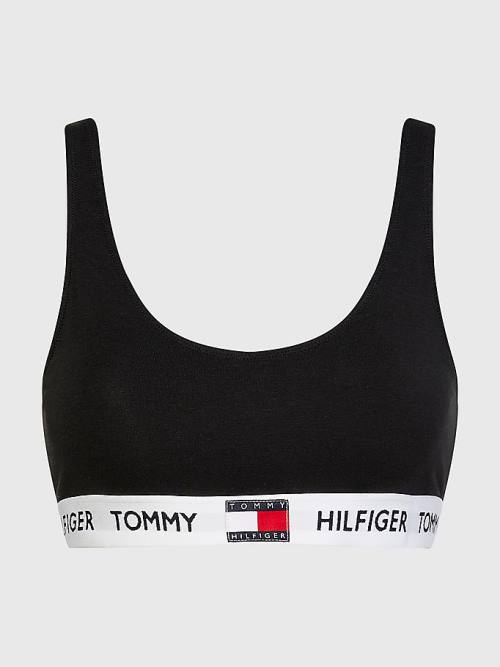 Tommy Hilfiger Tommy 85 Stretch Cotton Logo Bralette Ženske Spodnje Perilo Črna | TH649AXE