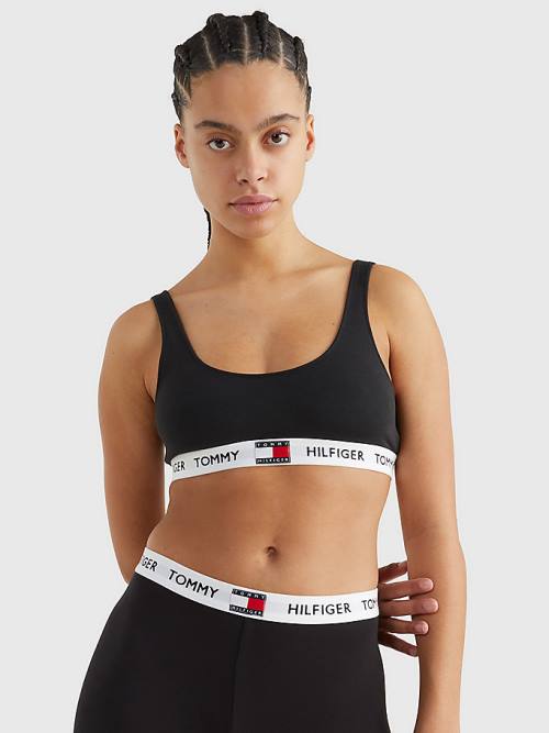 Tommy Hilfiger Tommy 85 Stretch Cotton Logo Bralette Ženske Spodnje Perilo Črna | TH649AXE