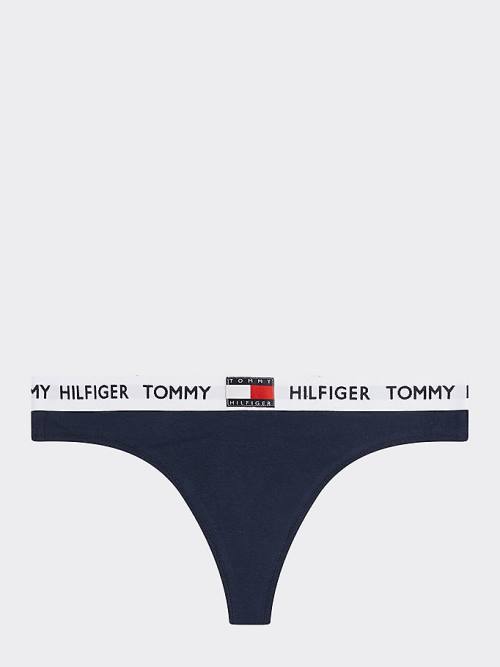 Tommy Hilfiger Tommy 85 Stretch Cotton Logo Thong Ženske Spodnje Perilo Modra | TH942EVL