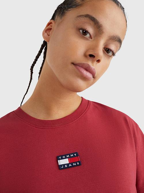 Tommy Hilfiger Tommy Badge Crew Neck Ženske Majice Rdeča | TH025XZO