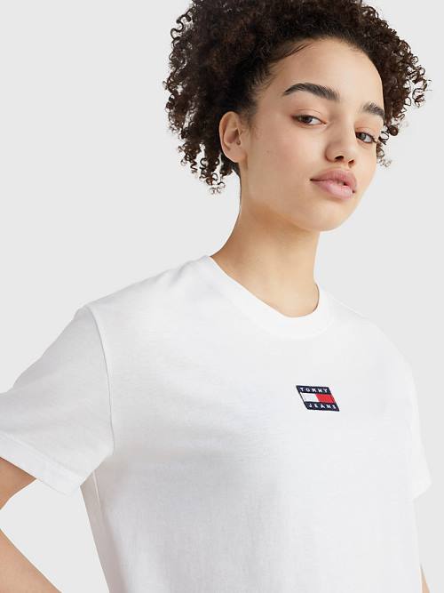 Tommy Hilfiger Tommy Badge Crew Neck Ženske Majice Bela | TH731HTC