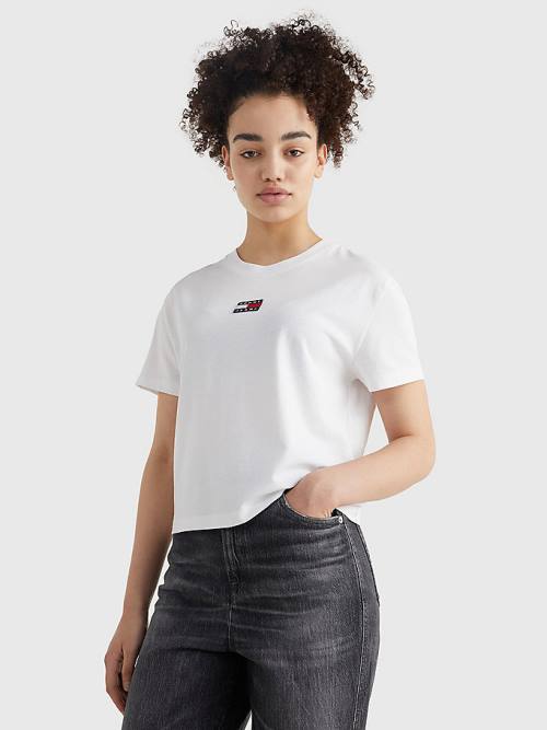 Tommy Hilfiger Tommy Badge Crew Neck Ženske Majice Bela | TH731HTC