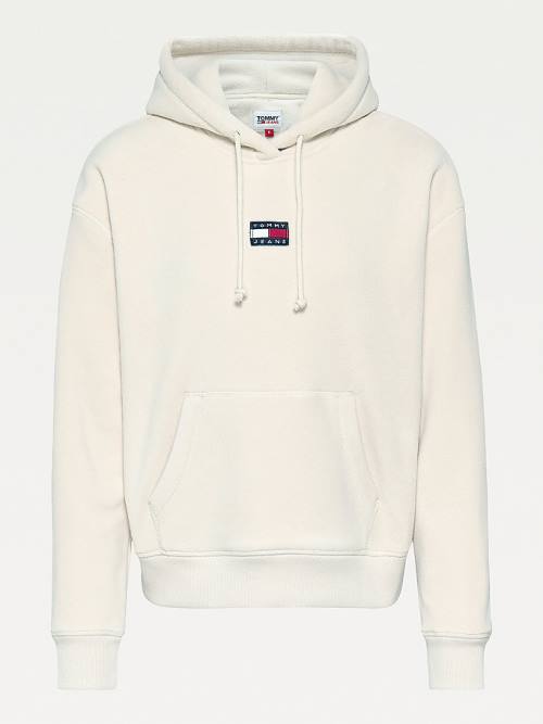 Tommy Hilfiger Tommy Badge Fleece Ženske Pulover s kapuco Bež | TH513KFQ