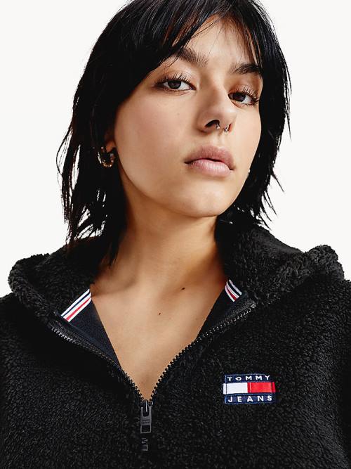 Tommy Hilfiger Tommy Badge Half-Zip Fleece Ženske Obleke Črna | TH572PTZ