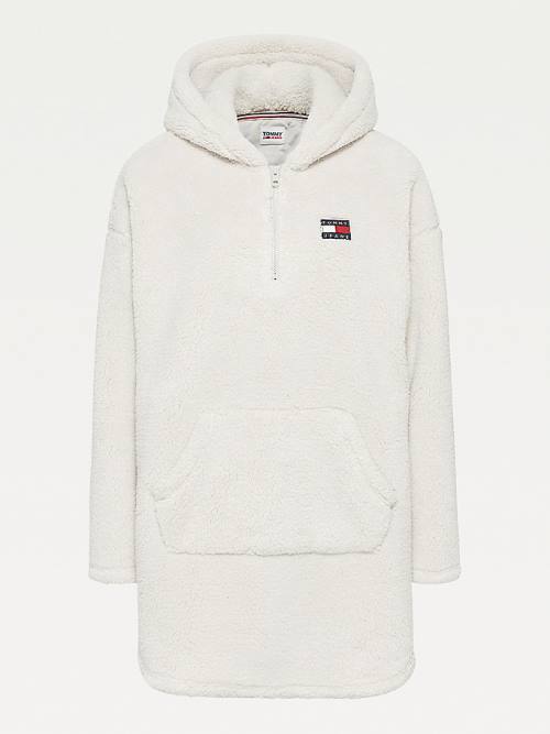 Tommy Hilfiger Tommy Badge Half-Zip Fleece Ženske Obleke Bež | TH981TVJ