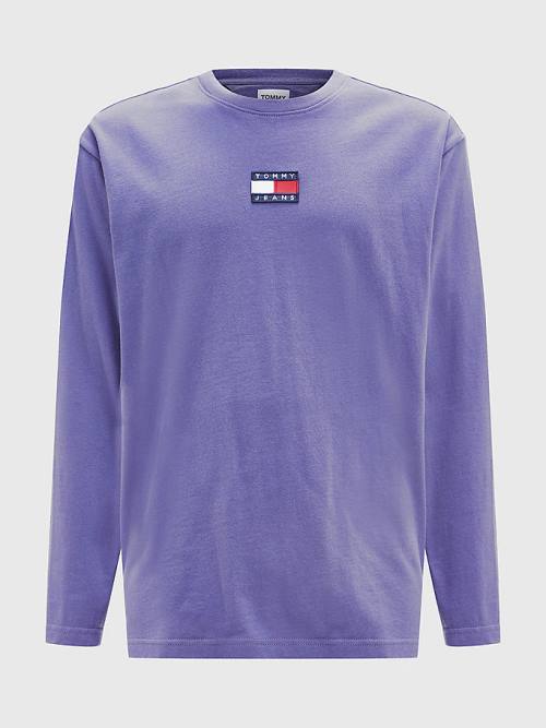 Tommy Hilfiger Tommy Badge Long Sleeve Moški Majice Modra | TH016AZR