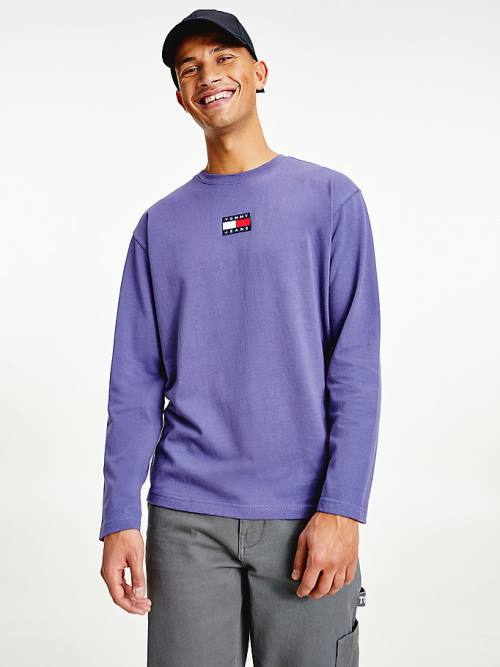 Tommy Hilfiger Tommy Badge Long Sleeve Moški Majice Modra | TH016AZR