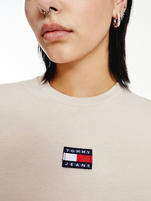 Tommy Hilfiger Tommy Badge Long Sleeve Ženske Majice Bež | TH316UAX