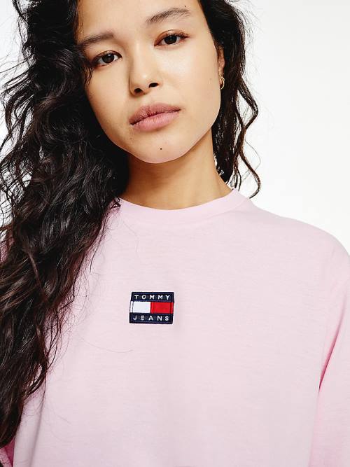 Tommy Hilfiger Tommy Badge Long Sleeve Ženske Majice Roza | TH864MLQ