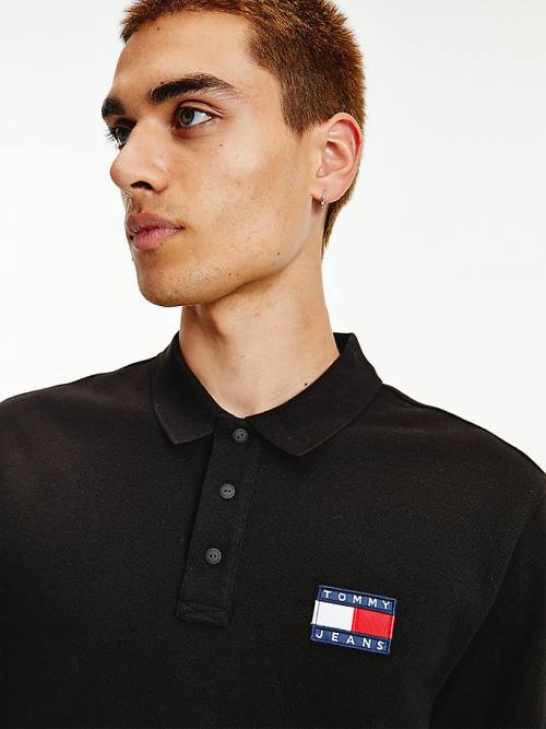 Tommy Hilfiger Tommy Badge Organic Cotton Moški Polo Majica Črna | TH635YGZ