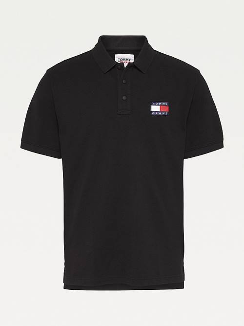 Tommy Hilfiger Tommy Badge Organic Cotton Moški Polo Majica Črna | TH635YGZ