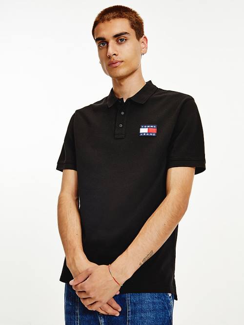 Tommy Hilfiger Tommy Badge Organic Cotton Moški Polo Majica Črna | TH635YGZ