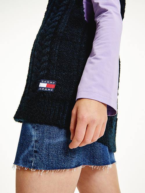 Tommy Hilfiger Tommy Badge Oversized Knitted Vest Ženske Puloverji Modra | TH382OXJ