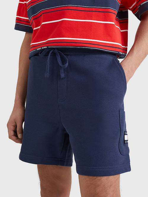 Tommy Hilfiger Tommy Badge Relaxed Cargo Moški Kratke Hlače Modra | TH136WEN