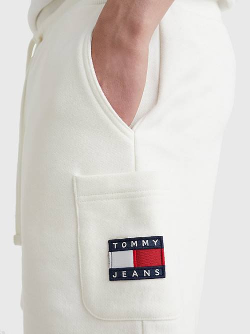 Tommy Hilfiger Tommy Badge Relaxed Cargo Moški Kratke Hlače Bela | TH398OVW