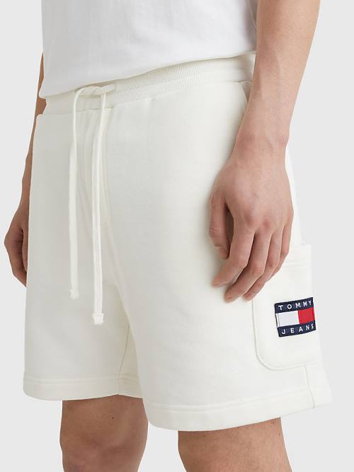 Tommy Hilfiger Tommy Badge Relaxed Cargo Moški Kratke Hlače Bela | TH398OVW