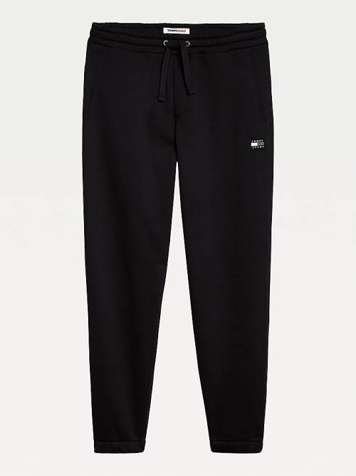 Tommy Hilfiger Tommy Badge Relaxed Joggers Moški Hlače Črna | TH204UVM