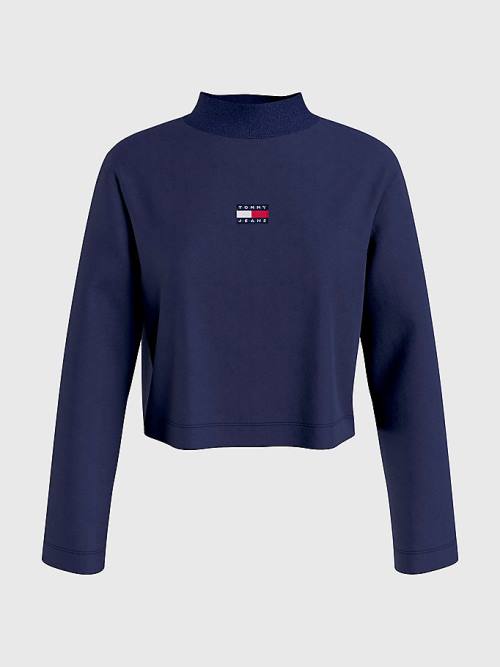 Tommy Hilfiger Tommy Badge Relaxed Ženske Majice Modra | TH815BUX