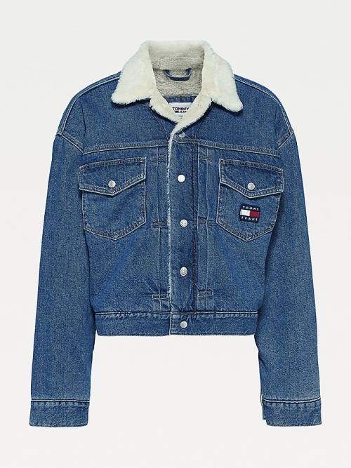 Tommy Hilfiger Tommy Badge Sherpa Denim Ženske Jakne Denim | TH786WGY