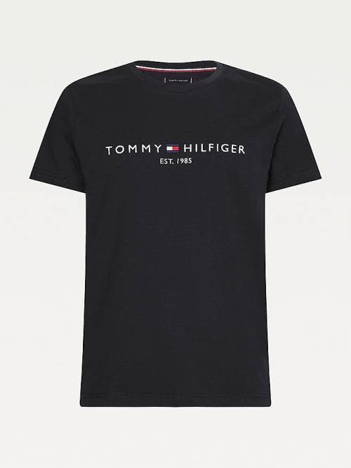 Tommy Hilfiger Tommy Hilfiger Logo Moški Majice Črna | TH674XGJ