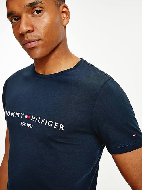 Tommy Hilfiger Tommy Hilfiger Logo Moški Majice Modra | TH697VTP