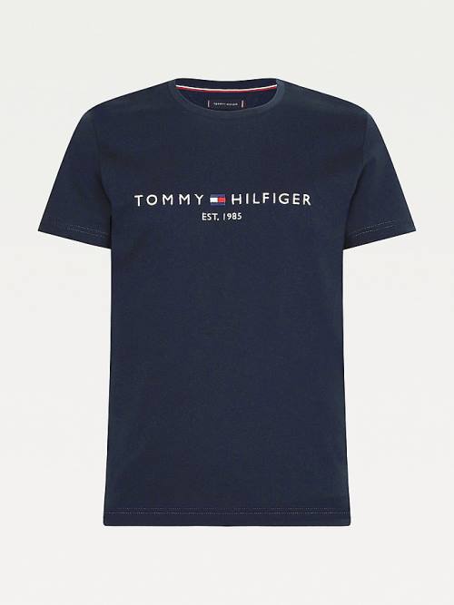 Tommy Hilfiger Tommy Hilfiger Logo Moški Majice Modra | TH697VTP