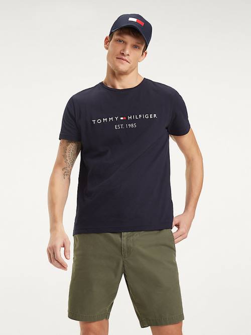 Tommy Hilfiger Tommy Hilfiger Logo Moški Majice Modra | TH697VTP