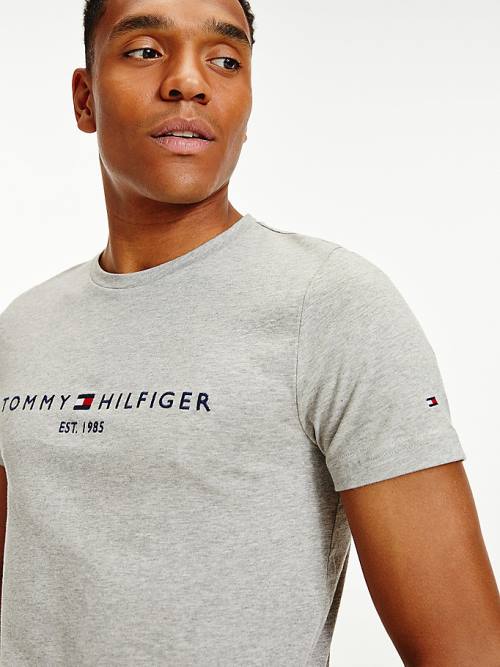 Tommy Hilfiger Tommy Hilfiger Logo Moški Majice Siva | TH837WFY