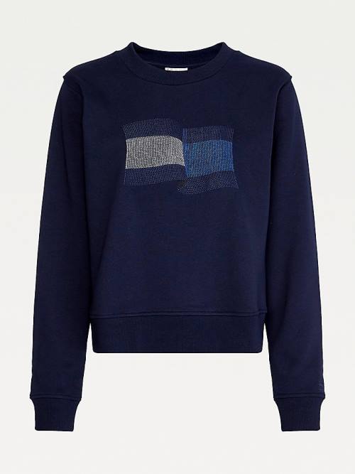 Tommy Hilfiger Tommy Icons Crew Neck Ženske Pulover Modra | TH037CHM