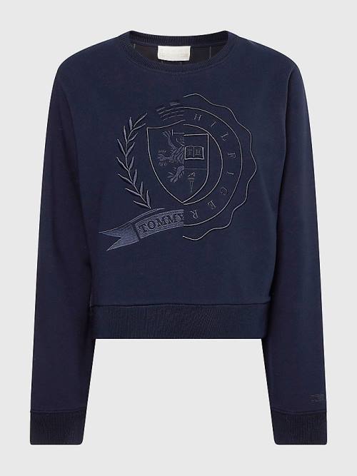 Tommy Hilfiger Tommy Icons Logo Embroidery Ženske Pulover Modra | TH041CTV