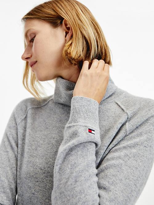 Tommy Hilfiger Tommy Icons Recycled Cashmere Jumper Ženske Puloverji Siva | TH385CMU