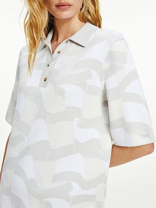 Tommy Hilfiger Tommy Icons Viscose Polo Midi Ženske Obleke Bela | TH589WMX