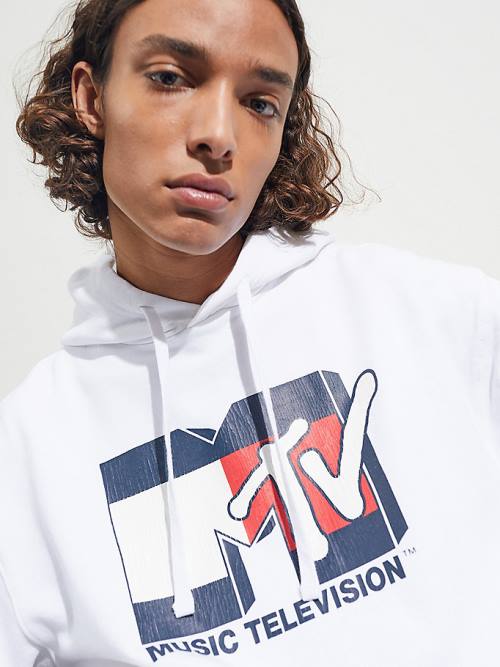 Tommy Hilfiger Tommy Jeans X MTV Moški Pulover s kapuco Bela | TH347FBL