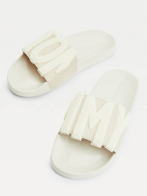 Tommy Hilfiger Tommy Lettering Pool Slides Ženske Sandali Bež | TH815QGK